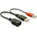 Delock Napájecí kabel USB A samice z 2xUSB A samec. délka 22,5 cm