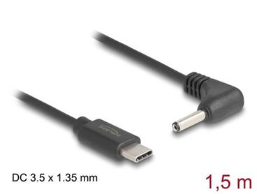 Delock Napájecí kabel z konektoru USB Type-C™ na stejnosměrný konektor 3,5 x 1,35 mm, pravoúhlý, 1,5 m