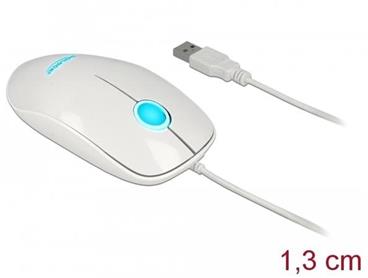 Delock Optická 3-tlačítková LED myš USB Typ-A bílá
