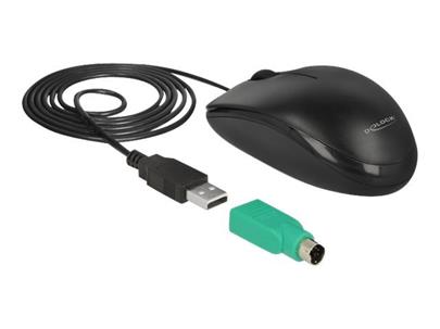 Delock Optická 3-tlačítková USB Typ-A + PS/2 myš pro stolní počítače