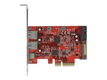 Delock PCI Express x4 Karta na 1 x externí USB Type-C™ samice + 2 x externí USB Typu-A samice SuperSpeed USB 10 Gbps
