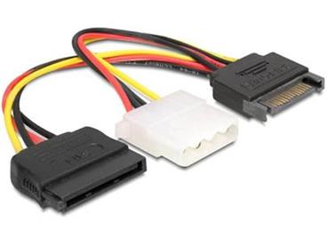 Delock Power Adapter SATA 15-pin samec na Molex samice 4-pin + SATA 15-pin samice, 16,5cm