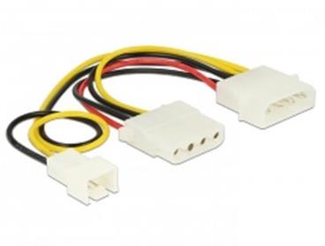 Delock Power Cable 4 pin male > 1 x 4 pin female + 1 x 3 pin male (fan) 14 cm