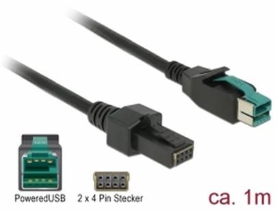 Delock PoweredUSB kabel samec 12 V > 2 x 4 pin samec 1 m pro POS tiskárny a terminály