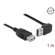 Delock Prodlužovací kabel EASY-USB 2.0 Typ-A samec pravoúhlý nahoru / dolů > USB 2.0 Typ-A samice černá 1 m