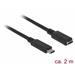 Delock Prodlužovací kabel SuperSpeed USB (USB 3.1 Gen 1) USB Type-C™ samec > port samice 3 A 2,0 m černý
