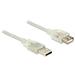 Delock Prodlužovací kabel USB 2.0 Typ-A samec > USB 2.0 Typ-A samice 1 m transparentní