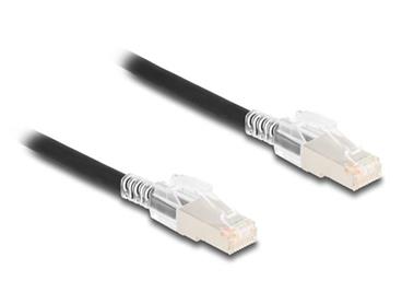 Delock Síťový kabel RJ45 Cat.6A S/FTP se sadou bezpečnostních sponek, 1 m dlouhý, černý