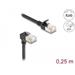 Delock Síťový kabel RJ45 Cat.6A S/FTP, Slim, zalomený dolů o 90° / přímý, 0,25 m, černý