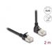 Delock Síťový kabel RJ45 Cat.6A S/FTP, Slim, zalomený nahoru o 90° / přímý, 2 m, černý