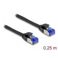 Delock Síťový kabel RJ45, Cat.6A, S/FTP, tenký, 0,25 m, černý