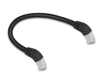 Delock Síťový kabel RJ45 Cat.6A S/FTP, zalomený dolů o 45°, 0,25 m, černý