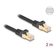 Delock Síťový kabel RJ45 Cat.6A S/FTP, zalomený dolů o 45°, 2 m, černý