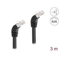 Delock Síťový kabel RJ45 Cat.6A S/FTP, zalomený dolů o 45°, 3 m, černý