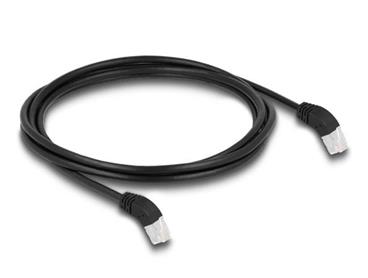 Delock Síťový kabel RJ45 Cat.6A S/FTP, zalomený nahoru o 45°, 2 m, černý