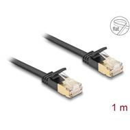 Delock Síťový kabel RJ45 Cat.6A, ze zástrčky na zástrčku, s robustní západkou a hrubým plochým kabelem Cat.7, U/FTP, 1 m