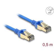 Delock Síťový kabel RJ45, Cat.8.1, F/FTP, tenký, 0,5 m, modrý