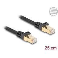 Delock Síťový kabel RJ45 s pleteným opláštěním, Cat.6A, ze zástrčky S/FTP na zástrčku, 0,25 m, černý