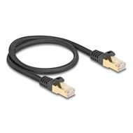 Delock Síťový kabel RJ45 s pleteným opláštěním, Cat.6A, ze zástrčky S/FTP na zástrčku, 0,5 m, černý