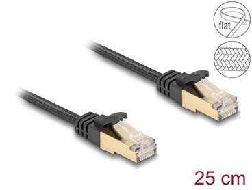 Delock Síťový kabel RJ45 s pleteným opláštěním, Cat.6A, ze zástrčky U/FTP na zástrčku, 0,25 m, černý