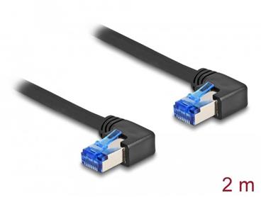 Delock Síťový kabel rozhraní RJ45 Cat.6A, S/FTP, pravý pravoúhlý, 2 m, černý