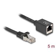 Delock Síťový prodlužovací kabel ze zástrčky RJ45 na zásuvku RJ45, Cat.6A, S/FTP, 5 m, černý