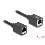 Delock Síťový prodlužovací kabel ze zásuvku RJ45 na zásuvku RJ45, Cat.6A, S/FTP, 10 m, černý