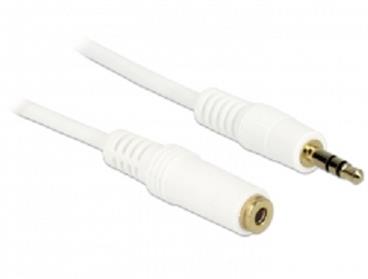 Delock Stereo Jack Extension Cable 3.5 mm 3 pin male > female 5 m white