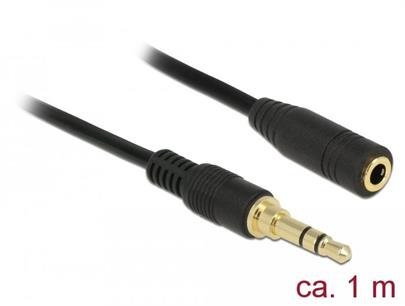 Delock Stereo Jack prodlužovací kabel 3,5 mm 3 pin samec na samici 1 m černý