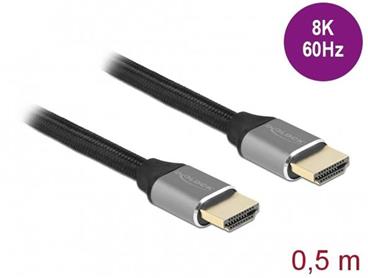 Delock Ultra vysokorychlostní HDMI kabel, 48 Gbps, 8K 60 Hz, šedá 0,5 m certifikovaný