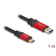 Delock USB 10 Gbps kabel USB Typ-A samec na USB Type-C™ samec 1 m červený kovový