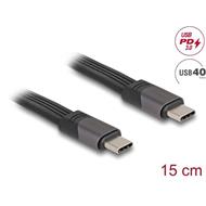 Delock USB 40 Gbps, FPC plochý stuhový kabel, USB Type-C™ na USB Type-C™, 15 cm, PD 3.0 100 W E-Marker