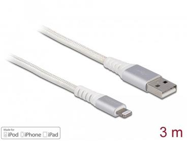 Delock USB datový a napájecí kabel pro iPhone™, iPad™, iPod™ DuPont™ Kevlar® bílý 3 m
