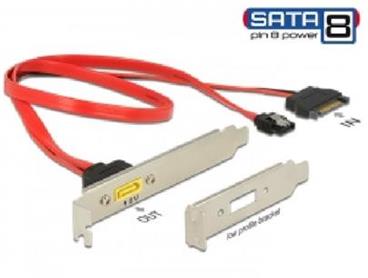 Delock Záslepka SATA 6 Gb/s 7 pin samice + SATA 15 pin napájení samec interní > SATA samec s pin 8 napájení externí