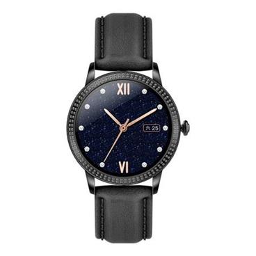 Deveroux - Fitness hodinky CF18PRO kožený řemínek, černý