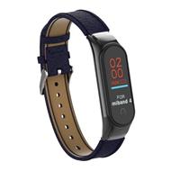 Deveroux - Kožený řemínek lichee pro MiBand 3/4 - Modrý