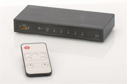 Digitus 4K HDMI přepínač 5x1,, Podporuje 4K2K, 3D video formáty, vč dálkového ovládání, černý