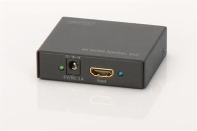 Digitus 4K HDMI Rozbočovač 1x2,, podporuje audio, DSD audio, HD Audio, vč. Dálkového ovládání, černý