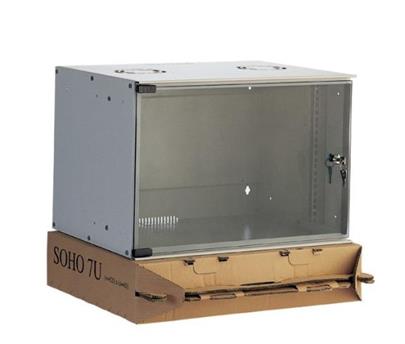 Digitus 7U nástěnná skříň, SOHO, nesmontovaná 370x540x400 mm, plné skleněné přední dveře, šedá
