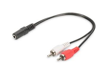 Digitus Audio adapterový kabel, 1x 3.5mm - 2X RCA F/M/M, 0.2m, bl