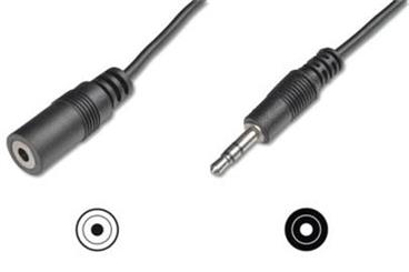 Digitus Audio prodlužovací kabel, stereo 3,5 mm 1,50 m, CCS, 2x0,10 / 10, stíněný, M / F, černý