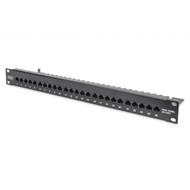 DIGITUS CAT 3 ISDN Patch Panel, nestíněný, 25 portů RJ45 8P4C, LSA, 1U, stojanový držák, černý, 482x44x109mm