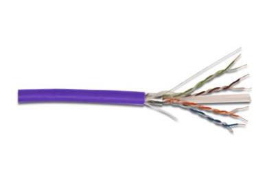 DIGITUS CAT 6 instalační kabel F-UTP, drát, délka 305 m, dřevěný buben, LSOH, AWG 23, Simplex, barva fialová