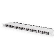 DIGITUS CAT 6A EA patch panel, stíněný, 24portový kryt proti prachu RJ45, 8P8C, 0,5U, šedý RAL 7035