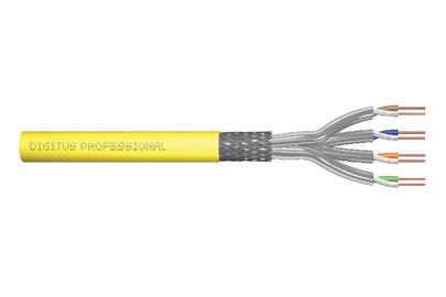 DIGITUS CAT 7A S-FTP PiMF installation cable, raw length 1000 m, drum, AWG 22/1, 1500 MHz LSZH-3, simplex, color yellow