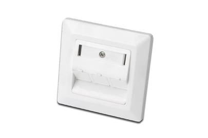 Digitus Faceplate for Keystone Jacks,3x RJ45 dust cover, 80/80 + central plate, pure white, separate ground connection