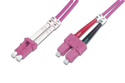 DIGITUS Fiber Optic Patch Cord, LC to SC, Multimode OM4 - 50/125 µ, Duplex, color RAL4003 Length 2m