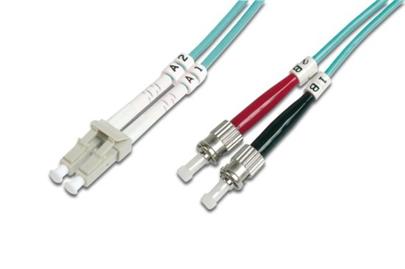 DIGITUS Fiber Optic Patch Cord, LC to ST, Multimode 50/125 µ, Duplex Length 10m, Class OM3