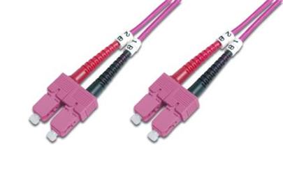 DIGITUS Fiber Optic Patch Cord, SC to SC, Multimode OM4 - 50/125 µ, Duplex, color RAL4003 Length 2m