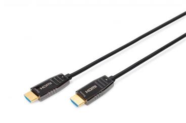 Digitus HDMI AOC Hybrid Glasfaser Anschlusskabel, Typ A M/M, 30m, UHD 8K@60Hz, CE, gold, bl